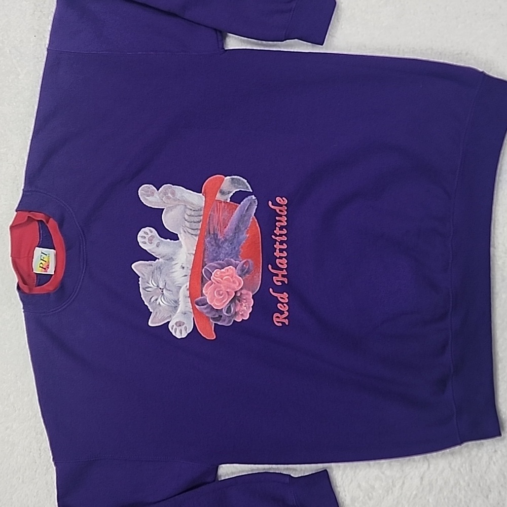 Vintage PFI Fashions Cat Sweatshirt Kitten In A Hat